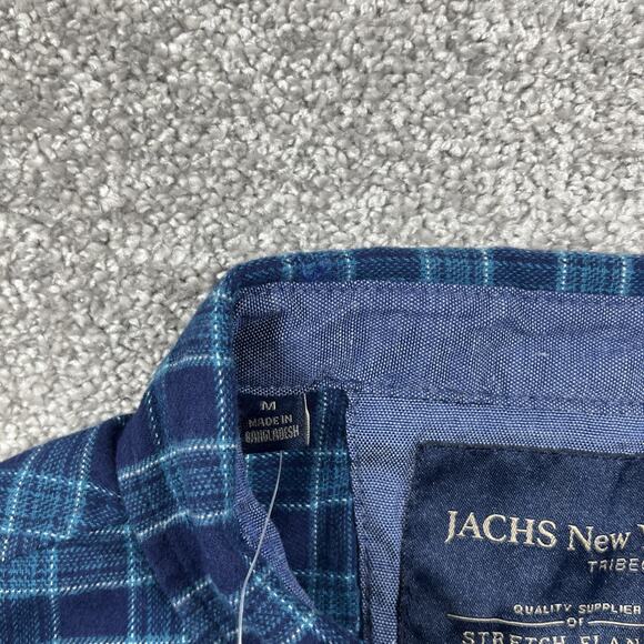 Jachs Flannel Shirt Mens Medium Button Down Plaid Soft Stretch Blue NWT - Picture 6 of 14